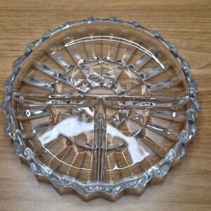 Vintage Indiana Glass 3 Section Relish Divided‎ Serving Platter Dish #1007